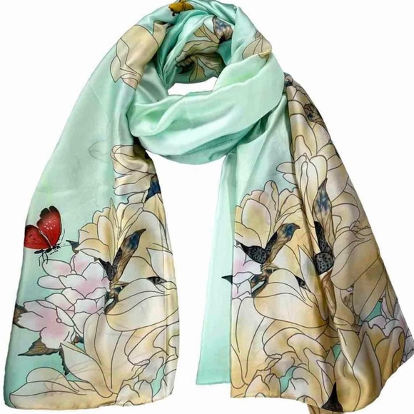 Lightweight Head Scarf  Scarves Elegant Floral Pattern Sunscreen Shawls and Wrap - Picture 4 of 4